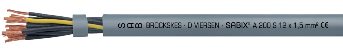 Voorbeeld markering voor SABIX® A 200 FRNC (6200-1215): SAB BRÖCKSKES · D-VIERSEN · SABIX® A 200 FRNC 12 x 1,5 mm² CE