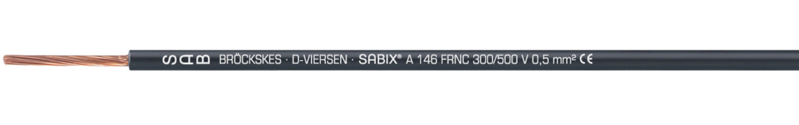 Voorbeeld markering: SAB BRÖCKSKES · D-VIERSEN · SABIX A 146 FRNC 300/500 V 0,5 mm² CE