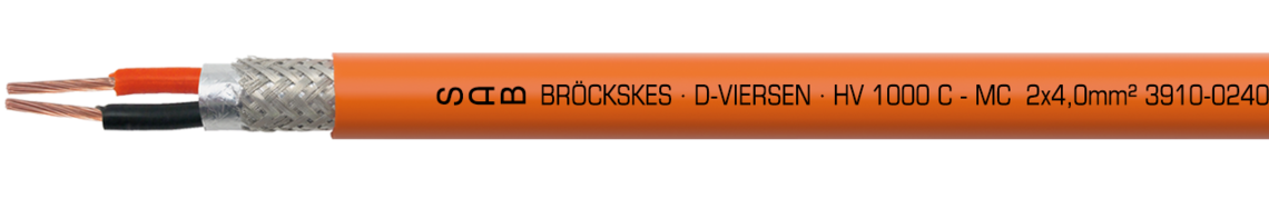Voorbeeld opdruk HV 1000 C MC 3910-0240: SAB BRÖCKSKES · D-VIERSEN · HV 1000 C - MC  2x4,0mm² 3910-0240 CE
