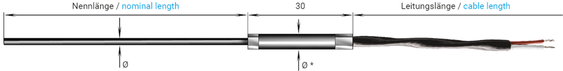 Mantel-Widerstandsthermometer mit PFA-Anschlussleitung TTL