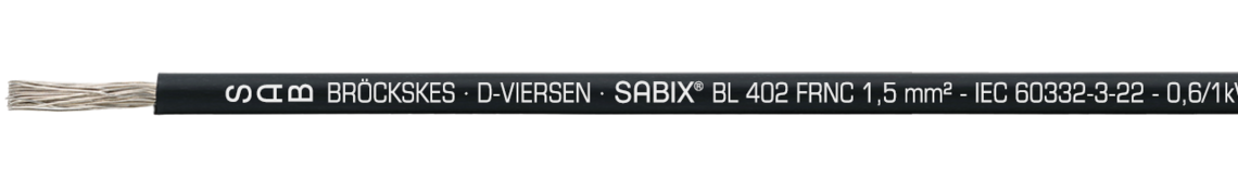 Voorbeeld markering SABIX® BL 402 FRNC (64020182): SAB BRÖCKSKES · D-VIERSEN ·
SABIX® BL 402 FRNC 1,5mm² - IEC 60332-3-22 - 0,6/1kV DNV CE en huidige metermarkering