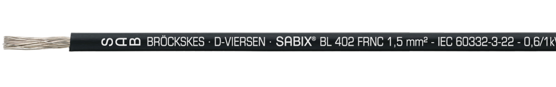 Voorbeeld markering SABIX® BL 402 FRNC (64020182): SAB BRÖCKSKES · D-VIERSEN · 
SABIX® BL 402 FRNC 1,5mm² - IEC 60332-3-22 - 0,6/1kV DNV CE en huidige metermarkering