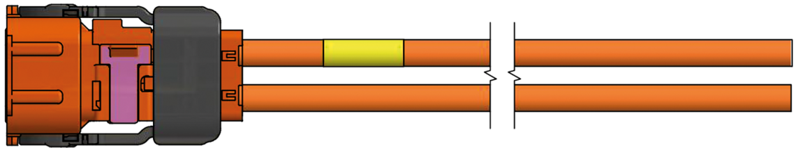 robuste, flexible Hochvolt-Einzelader mit Cu-Gesamtabschirmung und TE-Steckverbinder HVP 800