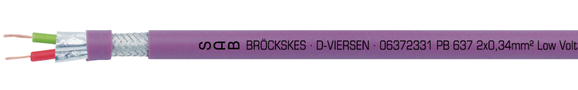 Voorbeeld markering voor PB 637 (0637-2331): SAB BRÖCKSKES · D-VIERSEN · PB 637 2 x 0,34 mm² CE