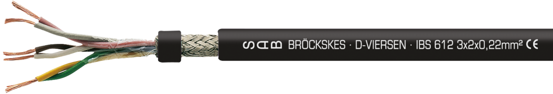 PVC Interbus-S kabel voor buitentoepassingen, boven- en ondergronds Voorbeeld markering voor S IBS 612 (0616-3251): SAB BRÖCKSKES · D-VIERSEN · 06123228 3 x 2 x 0,22 mm² IBS 612