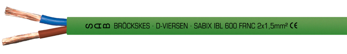 Halogeenvrije, vlamvertragende Interbus-Loop kabel Voorbeeld markering voor SABIX® IBL 600 FRNC (6601-2853): SAB BRÖCKSKES · D-VIERSEN · SABIX® IBL 600 FRNC 6601-2853 2 x 1,5 mm² CE