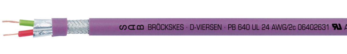 Voorbeeld markering voor PB 640 UL (0640-2631): SAB BRÖCKSKES · D-VIERSEN · PB 640 UL · 24 AWG/2c 06402631 CE