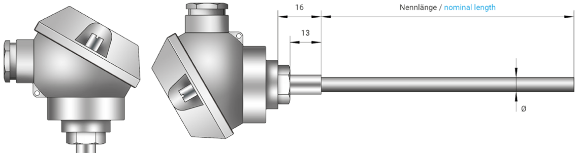 Mantel-Thermoelement mit Anschlusskopf Mantel-Thermoelement mit Anschlusskopf