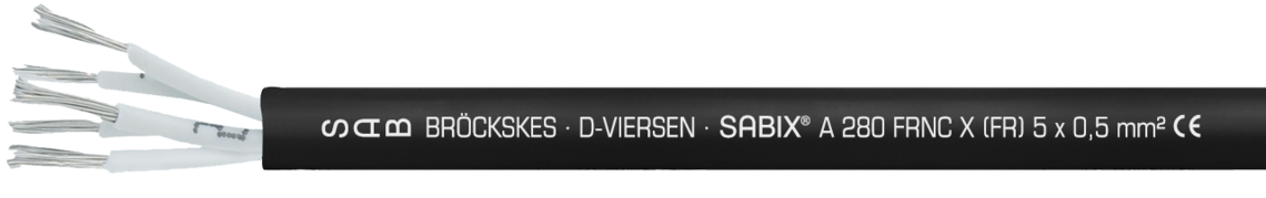 Voorbeeld markering: SAB BRÖCKSKES • D-VIERSEN • SABIX® A 280 FRNC X (FR) 25 x 0,5 mm² CE