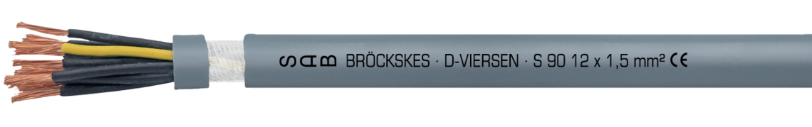 Voorbeeld markering voor S 90 (0778-1215): SAB BRÖCKSKES · D-VIERSEN · S 90 12 x 1,5 mm² CE