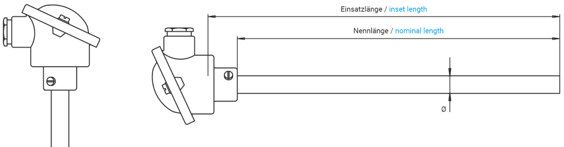Eintauch-Schutzarmatur für Messeinsätze Ø 8 mm