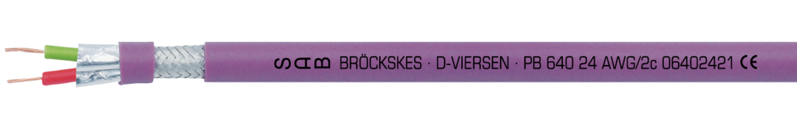 Voorbeeld markering voor PB 640 (0640-2421): SAB BRÖCKSKES · D-VIERSEN · PB 640 2 x AWG 24 CE