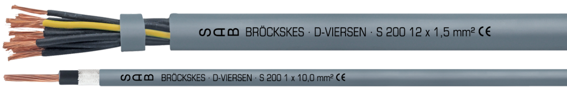 Voorbeeld markering voor S 200 (0774-1215): SAB BRÖCKSKES · D-VIERSEN · S 200 12 x 1,5 mm² CE